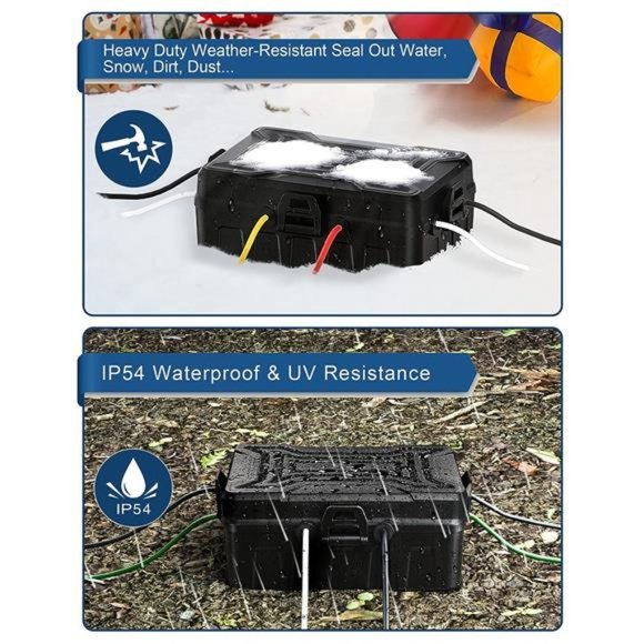 Outdoor Electrical Box, 3 Directions Waterproof Connection Cover, Black - Picture 5 of 6